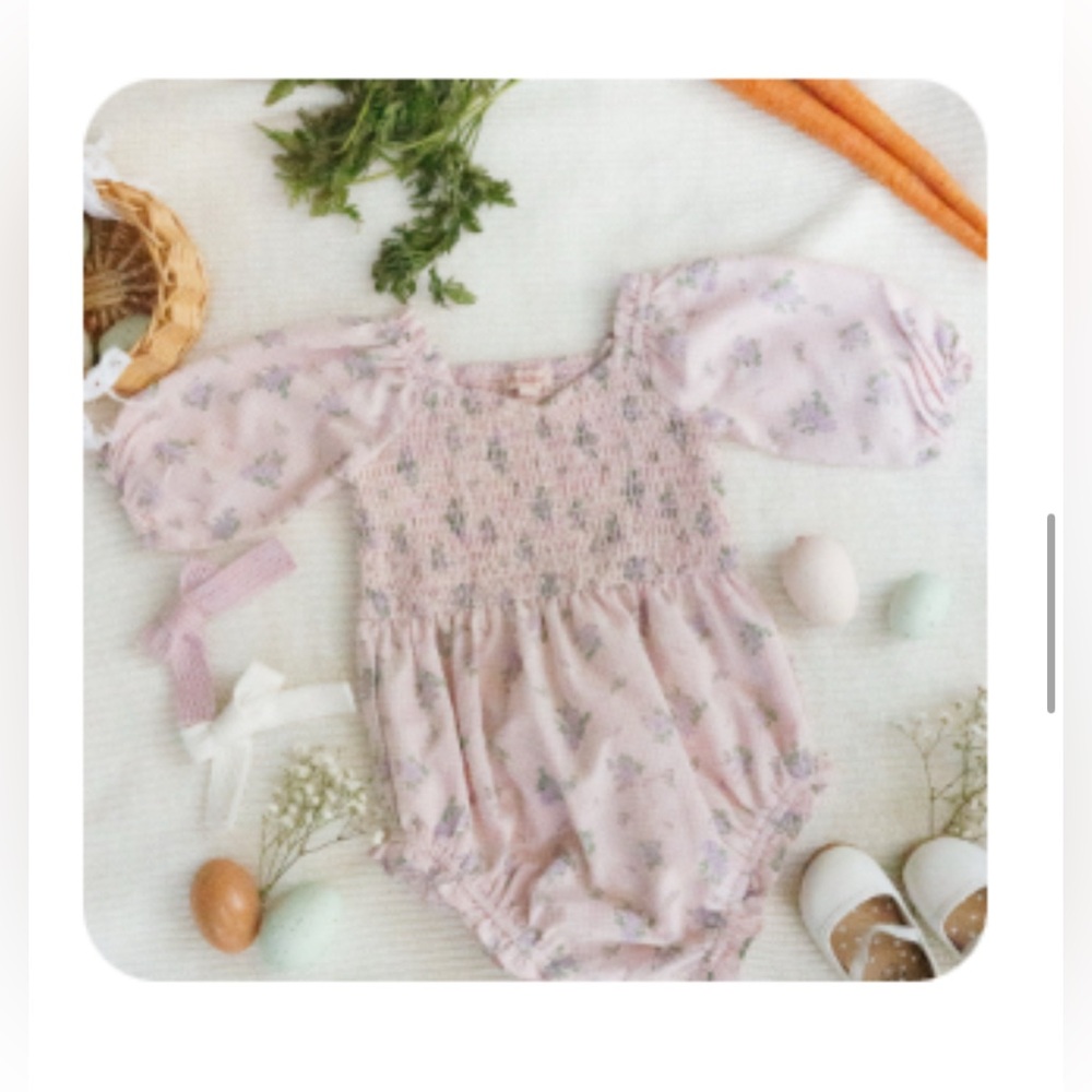Baby Teagan Romper | Purple Gingham | 3-6 mo